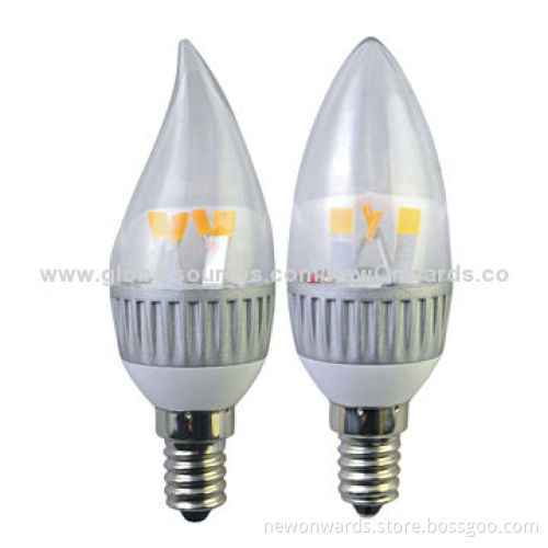 New 4W COB Candles with Tail, Total 500lm, 130lm/W, E12/E14/E26/E27/B22, 220V AC/>80Ra CRI/360°